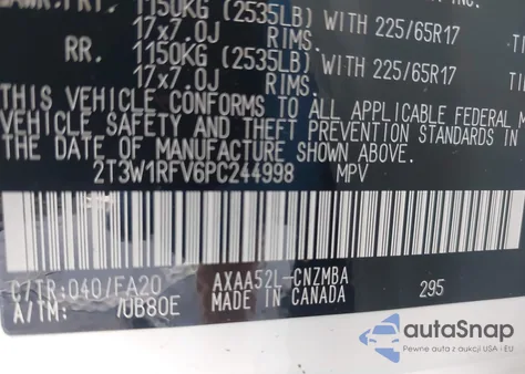 2023 Toyota Rav4 Xle from USA, damaged, VIN 2T3W1RFV6PC244998